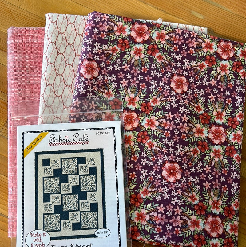 Purple & Red Florals Easy Street 3 Yard Quilt Kit