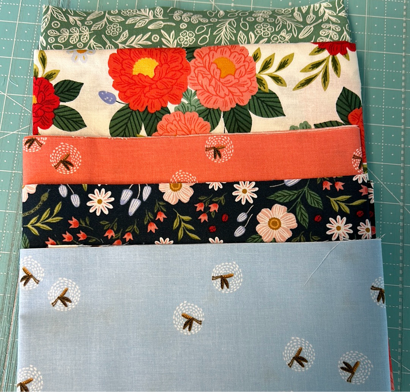 Off White and Coral Floral Baby Strip Quilt Kit