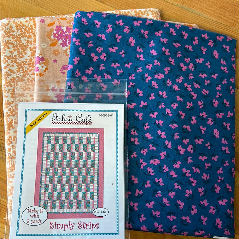 Paisley Rose Simply Strips 3 Yard Quilt Kit - Blue