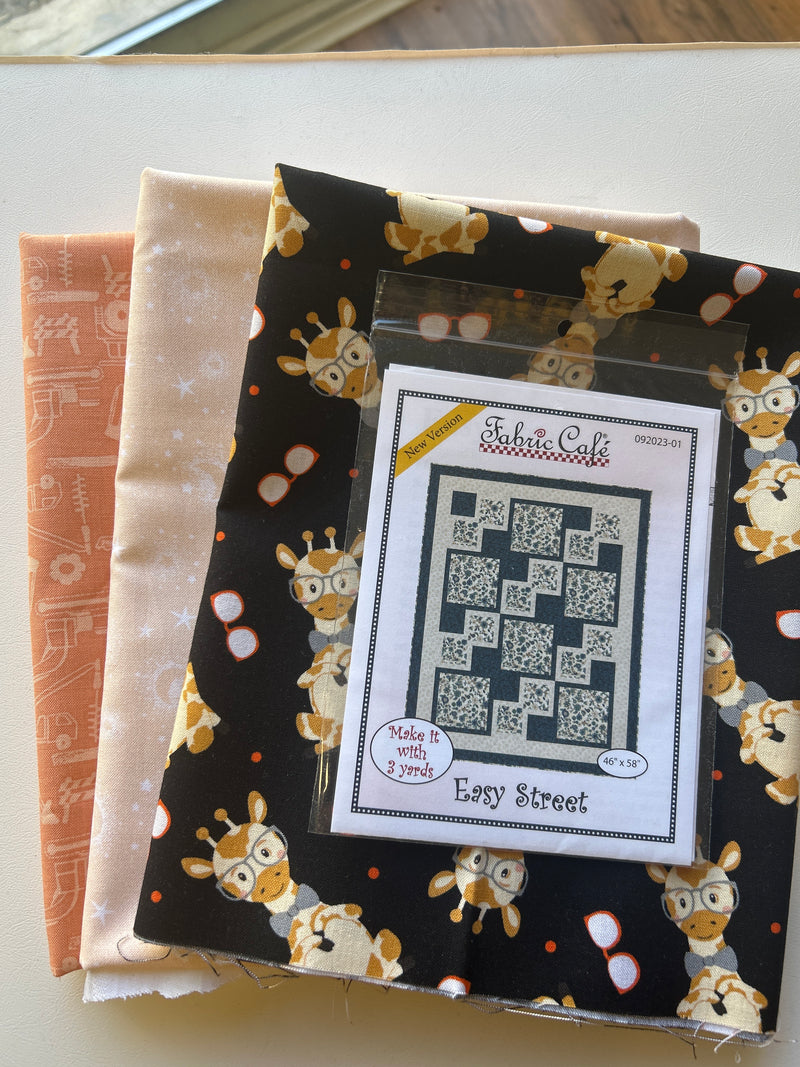 Giraffe Stars Trucks Easy Street 3 Yard Quilt Kit