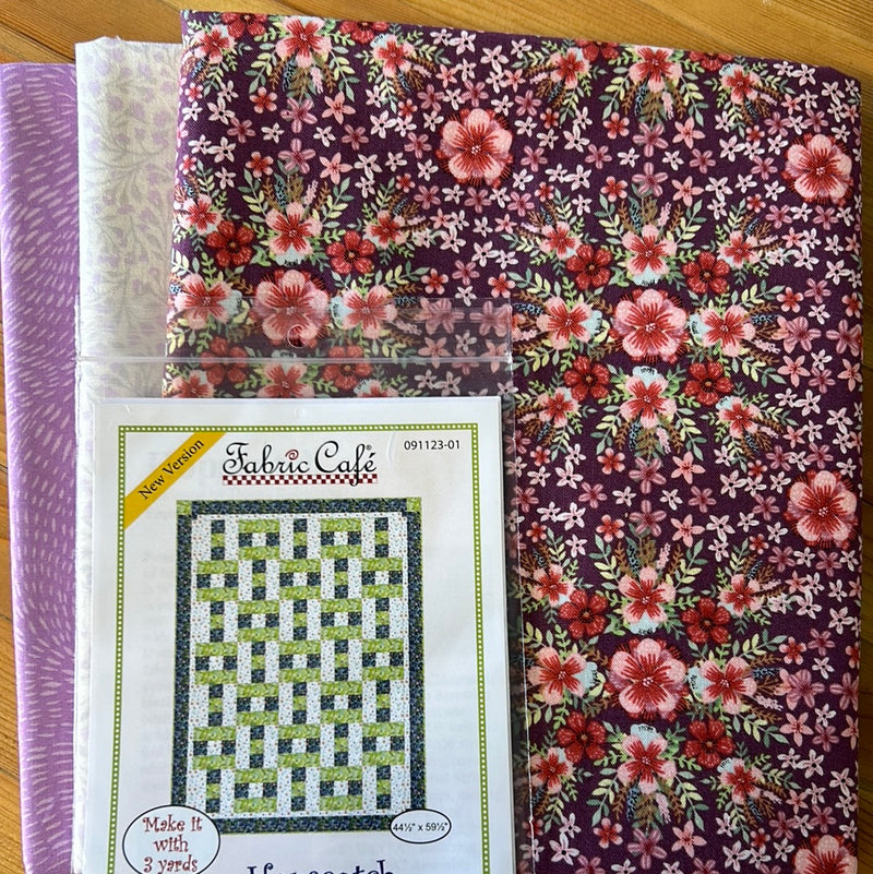 Purple Florals Hopscotch 3 Yard Quilt Kit