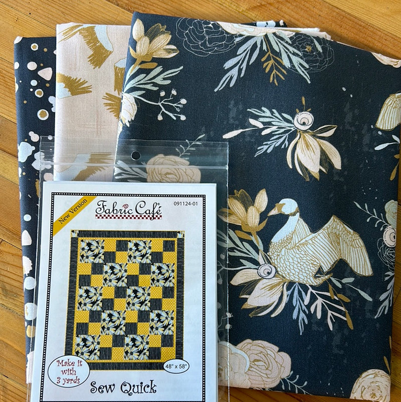 New Beginnings Sew Quick 3 Yard Quilt Kit - Gray and Pink