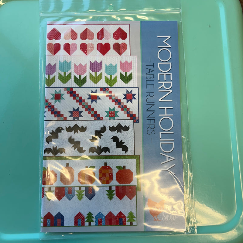 Modern Holiday Table Runners Quilt Paper Pattern from Cluck Cluck Sew