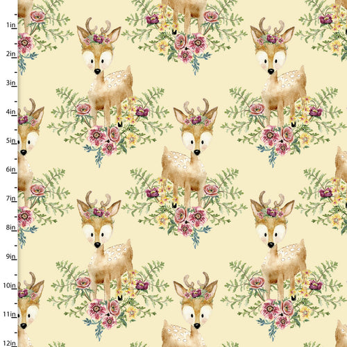 Forest Friends Pink Deer - Priced by the Half Yard - brewstitched.com