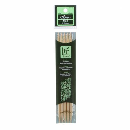 Clover Takumi Bamboo 7in Double Point Knitting Needle Size 9 - brewstitched.com