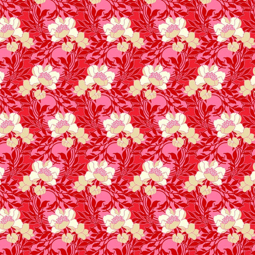 True Kisses Flowers Red RAYON - Priced by the Half Yard - brewstitched.com