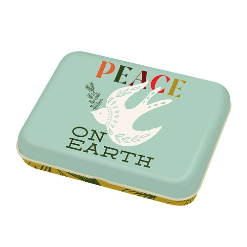 Cheer & Merriment Peace on Earth Small 3"x4"x.75" Metal Tin - brewstitched.com