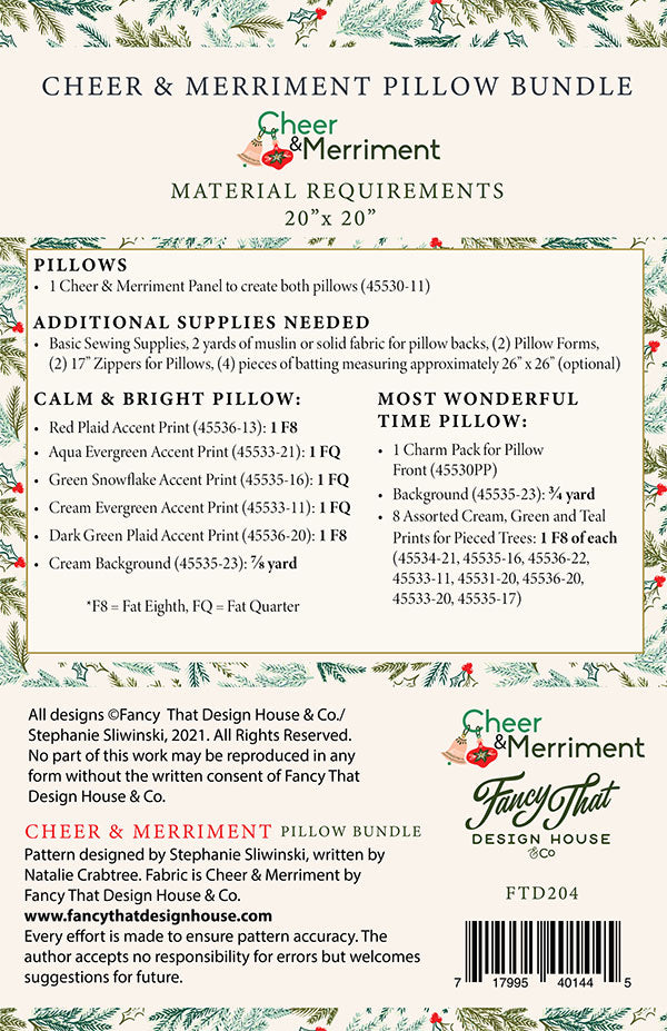 Cheer & Merriment Pillow Paper Pattern Bundle - brewstitched.com