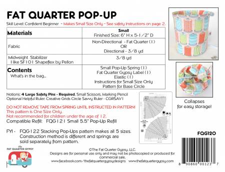Fat Quarter Pop-Up Paper Pattern - brewstitched.com