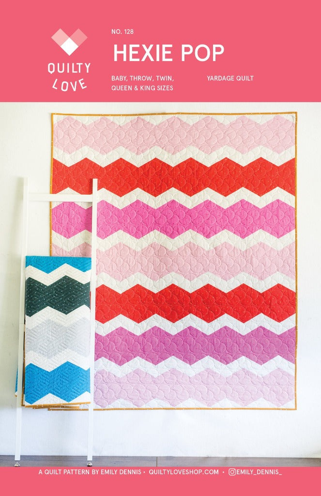 Hexie Pop Quilt Paper Pattern from Quilty Love - brewstitched.com