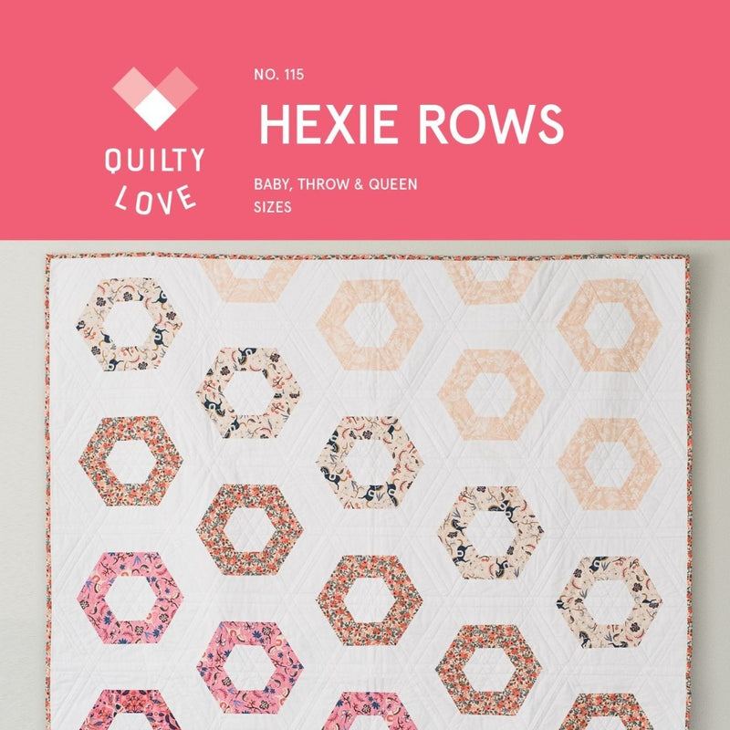 Hexie Rows Quilt Paper Pattern from Quilty Love - brewstitched.com