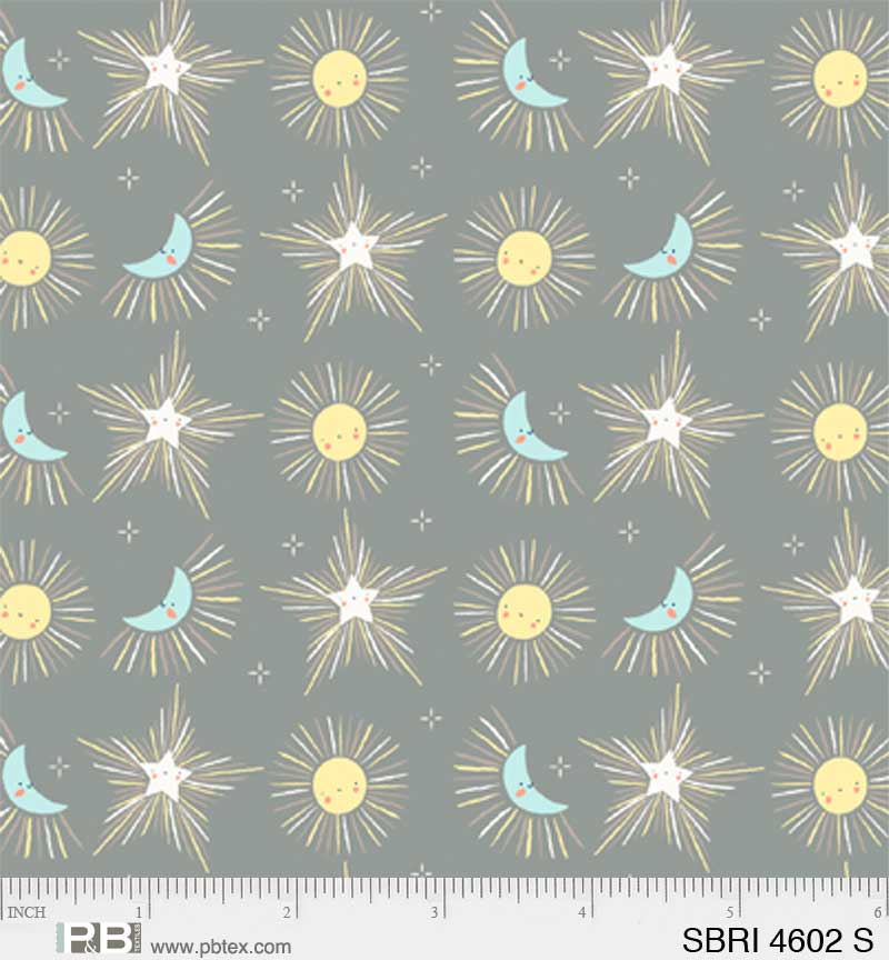 Star Bright Moon and Stars Gray - Priced by the half yard - brewstitched.com