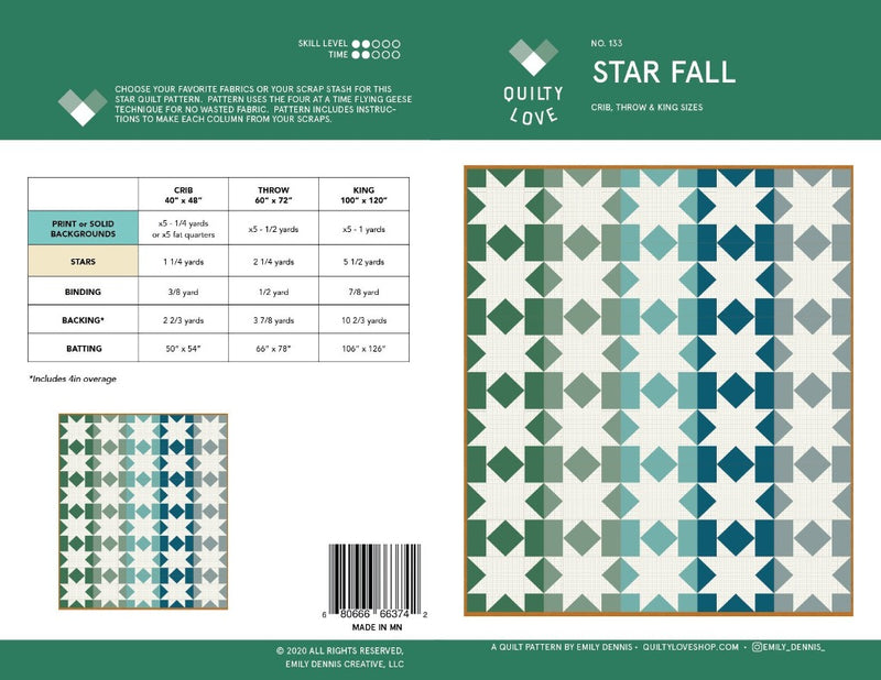 Star Fall Quilt Paper Pattern by Quilty Love - brewstitched.com