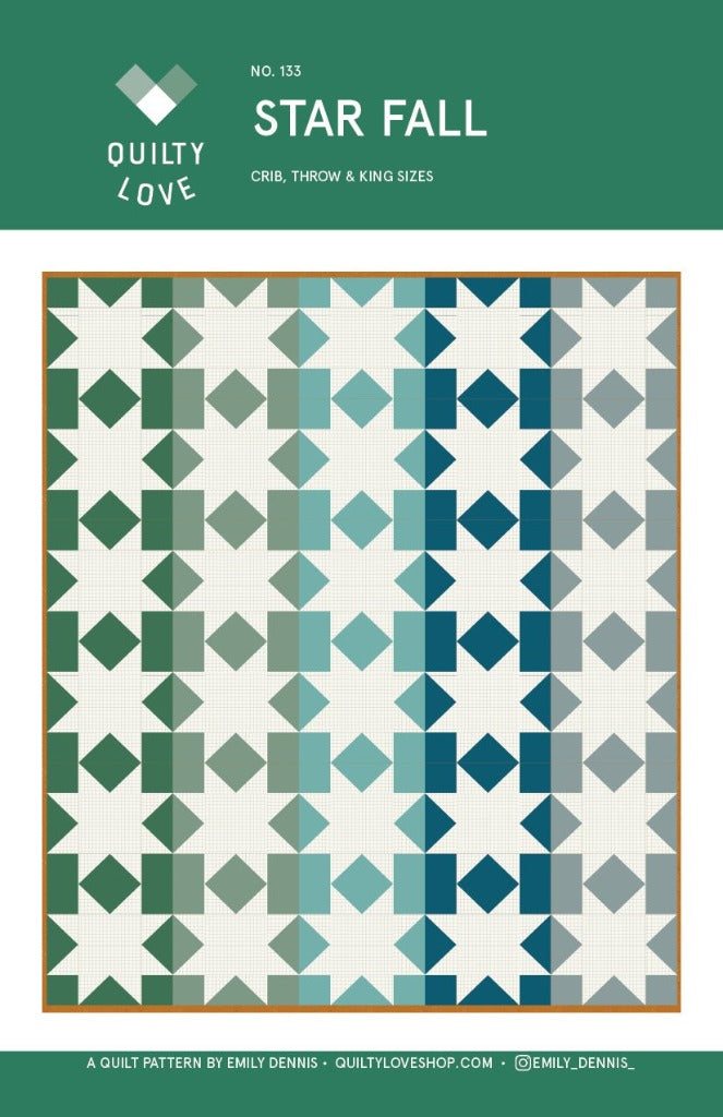 Star Fall Quilt Paper Pattern by Quilty Love - brewstitched.com