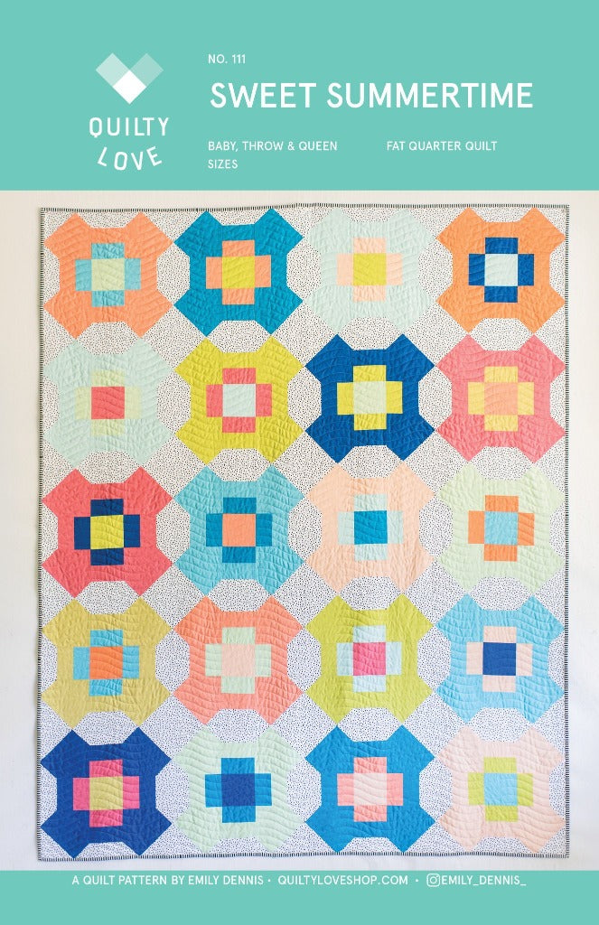 Sweet Summertime Quilt Paper Pattern from Quilty Love - brewstitched.com