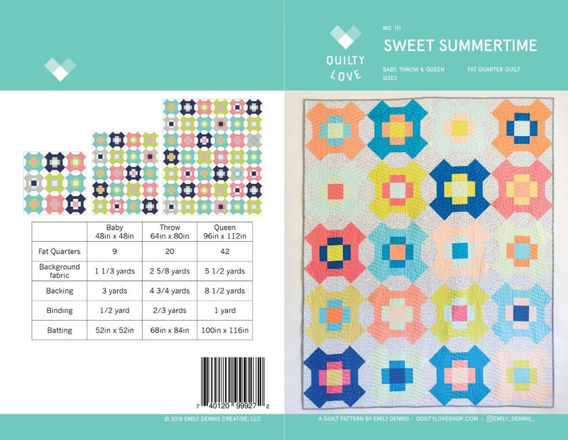 Sweet Summertime Quilt Paper Pattern from Quilty Love - brewstitched.com
