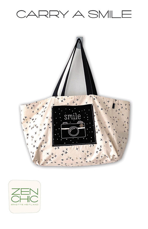 Carry A Smile Tote Bag Paper Pattern from Zen Chic - brewstitched.com