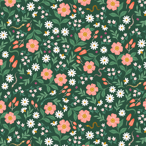 Garden & Globe - Wildflower Field - Hunter Green - Priced by the Half Yard - Expected Feb 2022 - brewstitched.com