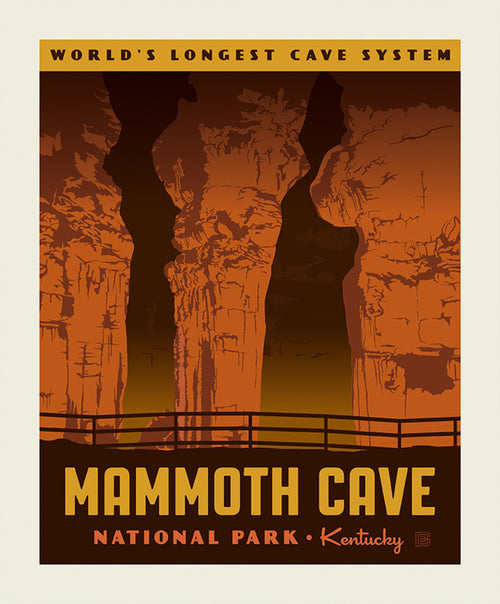 National Parks Poster Fabric Panel Mammoth Cave - Priced by the Panel - brewstitched.com