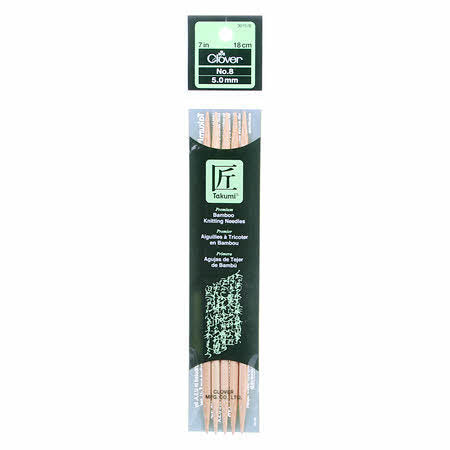 Clover Takumi Bamboo 7 inch Double Point Knitting Needle Size 8 - brewstitched.com