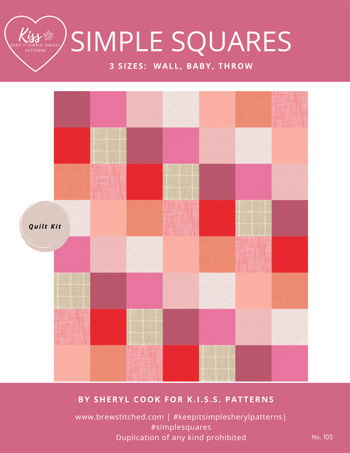 Pink Paradise Simple Squares Quilt Kit - 3 size options - brewstitched.com